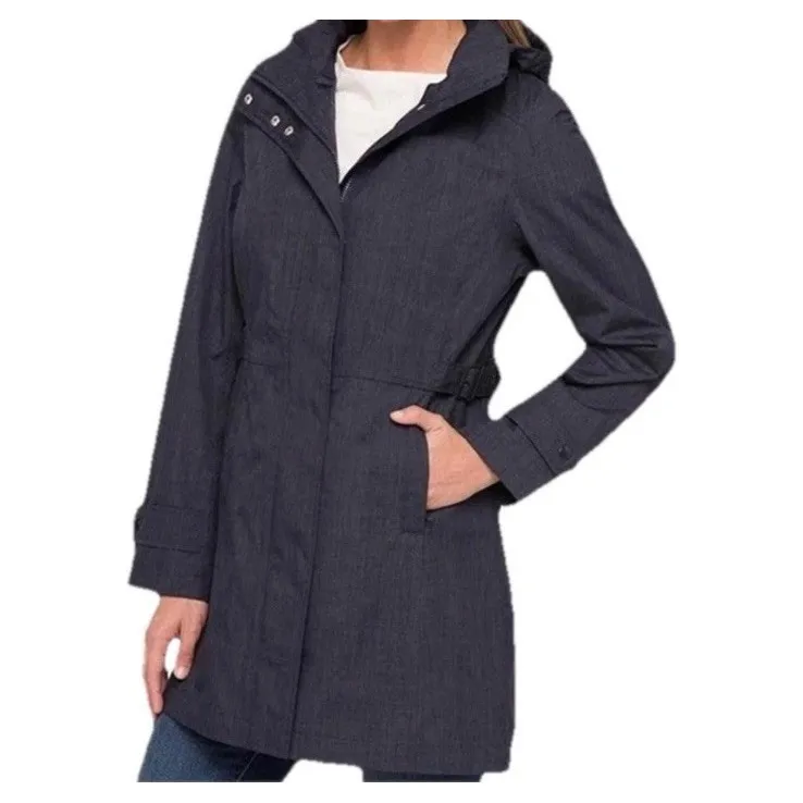 Kirkland Women's Sz Small Hooded Water Resistant Trench Coat Rain Jacket Dk Gray - Image 2