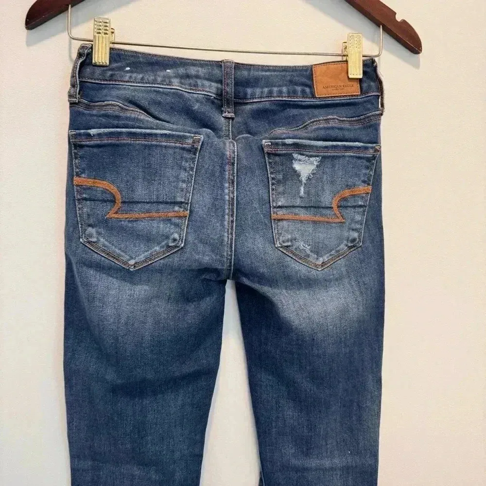AEO American Eagle Distressed Super Stretch X Skinny Women‎ Jeans Size 0 Regular - Image 5