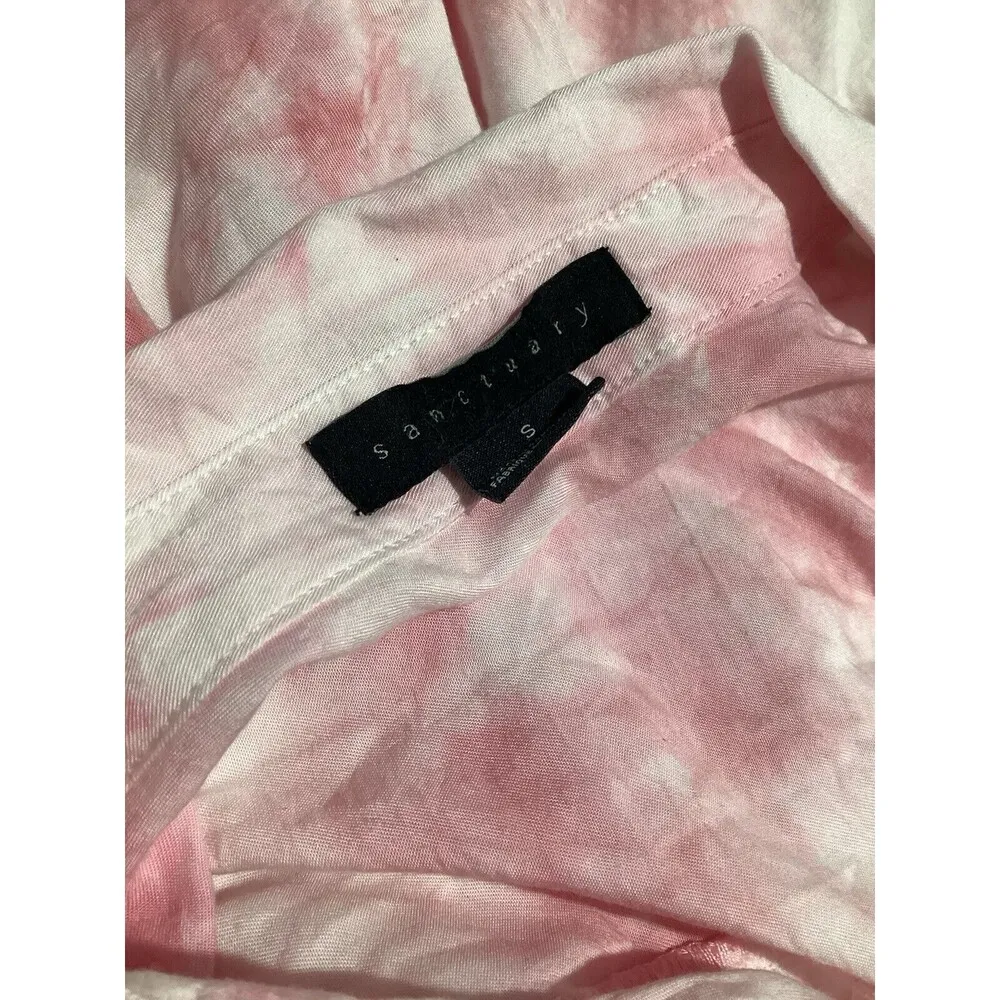 Sanctuary Pink Tie Dye Long Sleeve Button Up Top S - Image 5