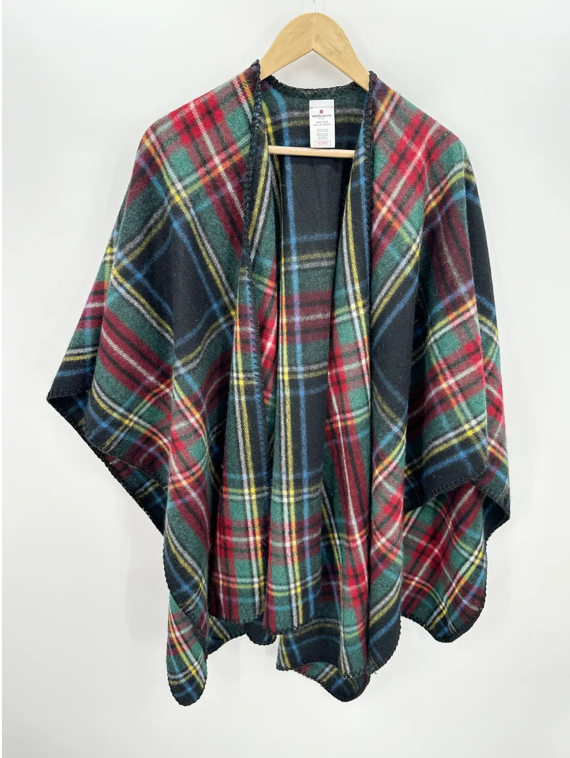 Woolrich Women Plaid Blanket Wrap Poncho Shawl Polyester Viscose Size One Size - Image 1