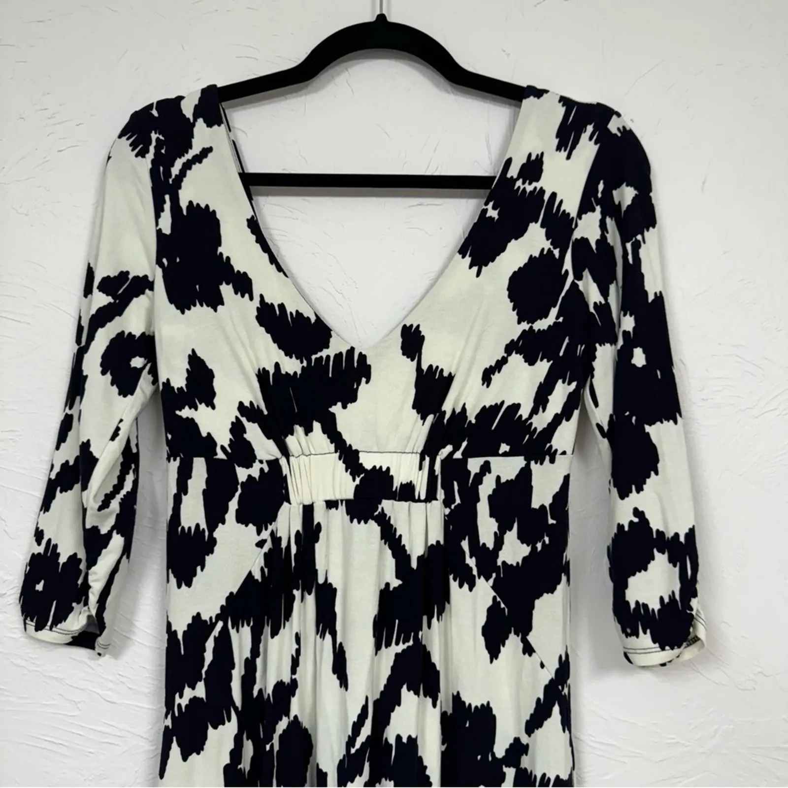 Cabi Navy Blue & White 3/4 Sleeve Jersey Knit Casual Dress Womens S  Scoop Neck - Image 2