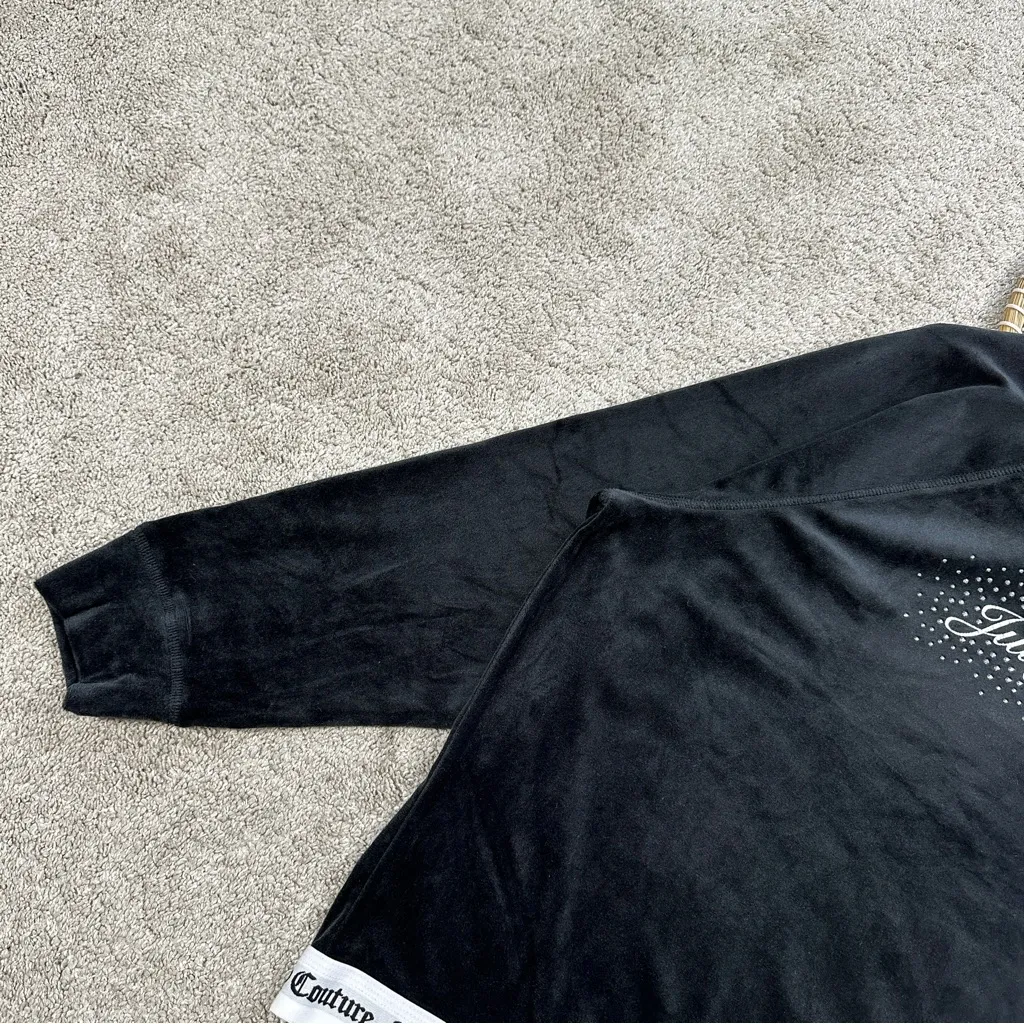 Juicy Couture Women’s Velour Velvet Sweatshirt Top Crewneck Loungewear Balck 1X - Image 5