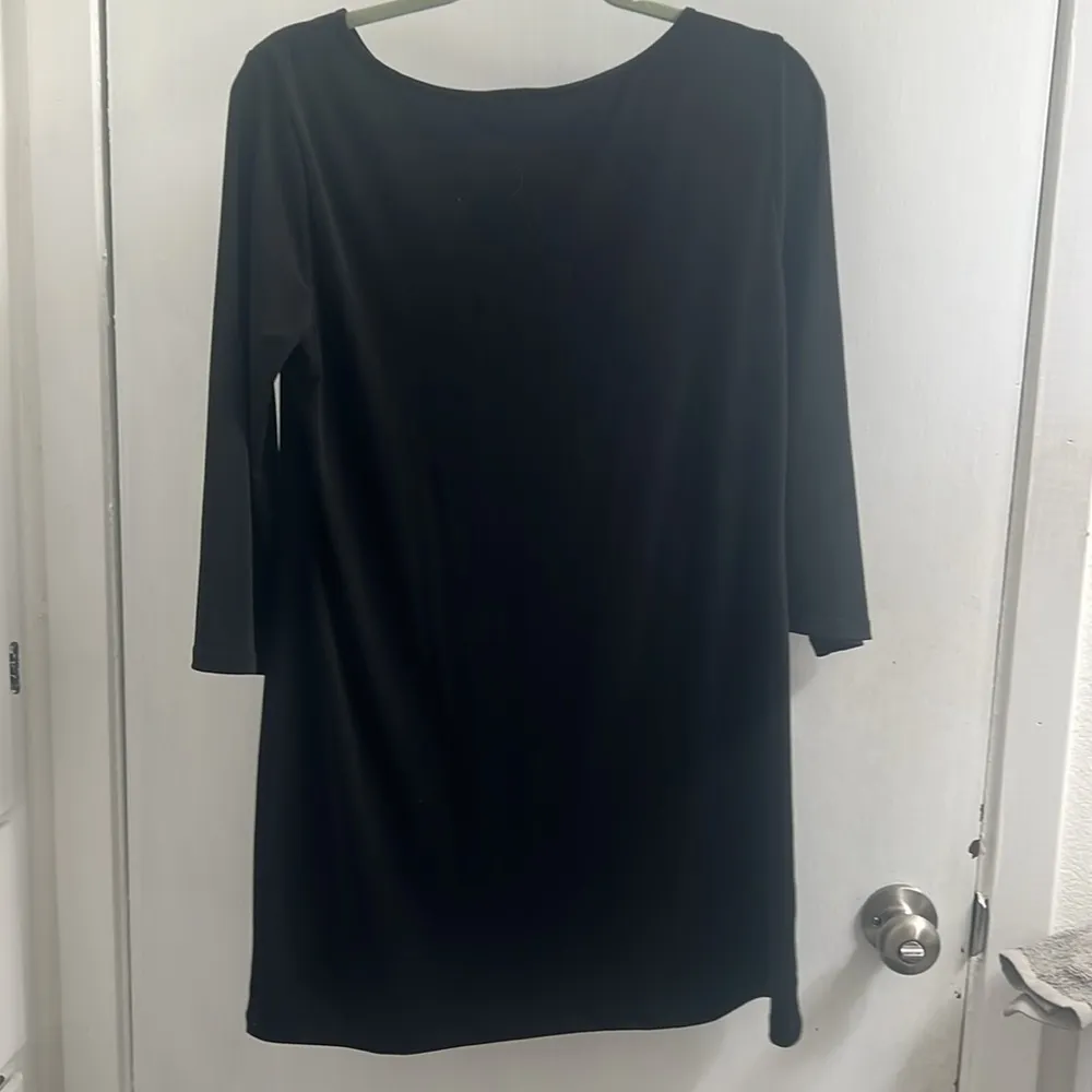 Style & co black with blue flowers tunic blouse size medium - Image 3