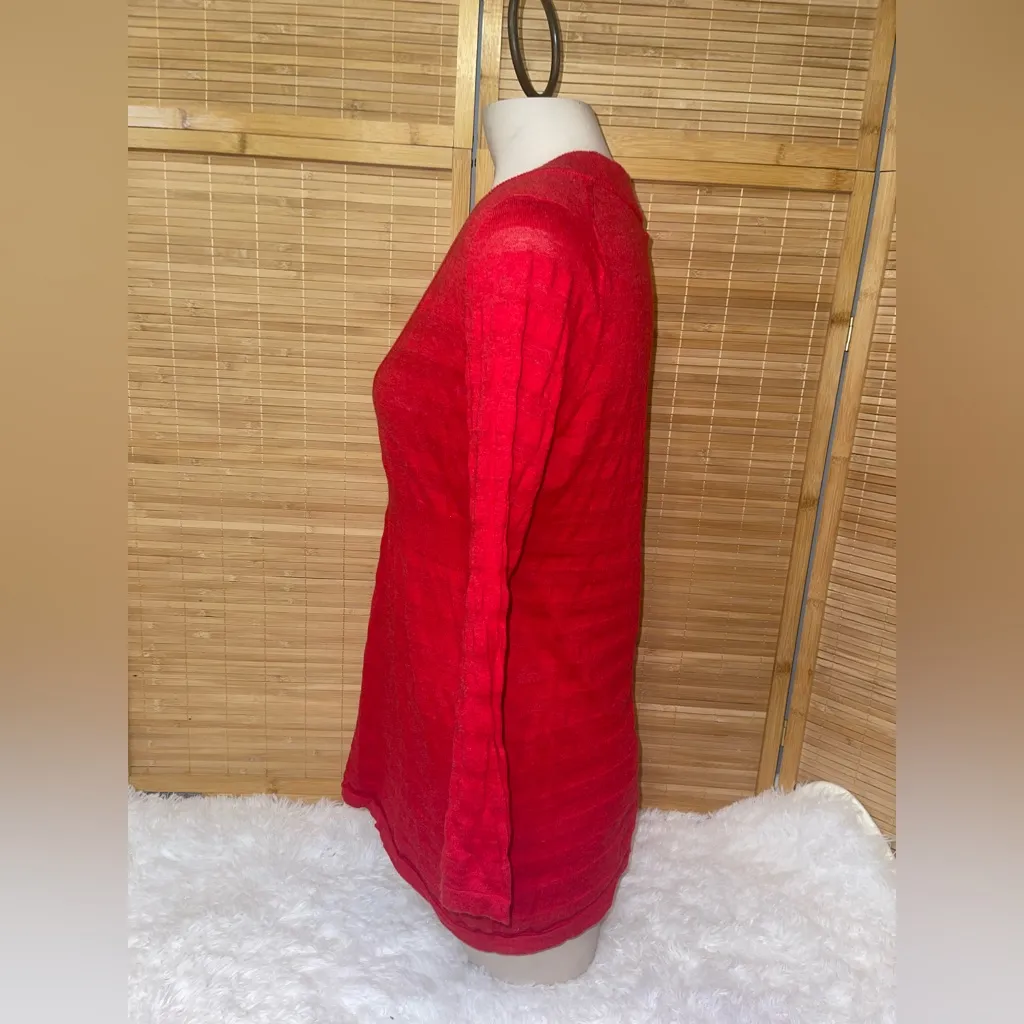 Banana Repubkic red long sleeve lightweight sweater empire waist top shirt M - Image 2