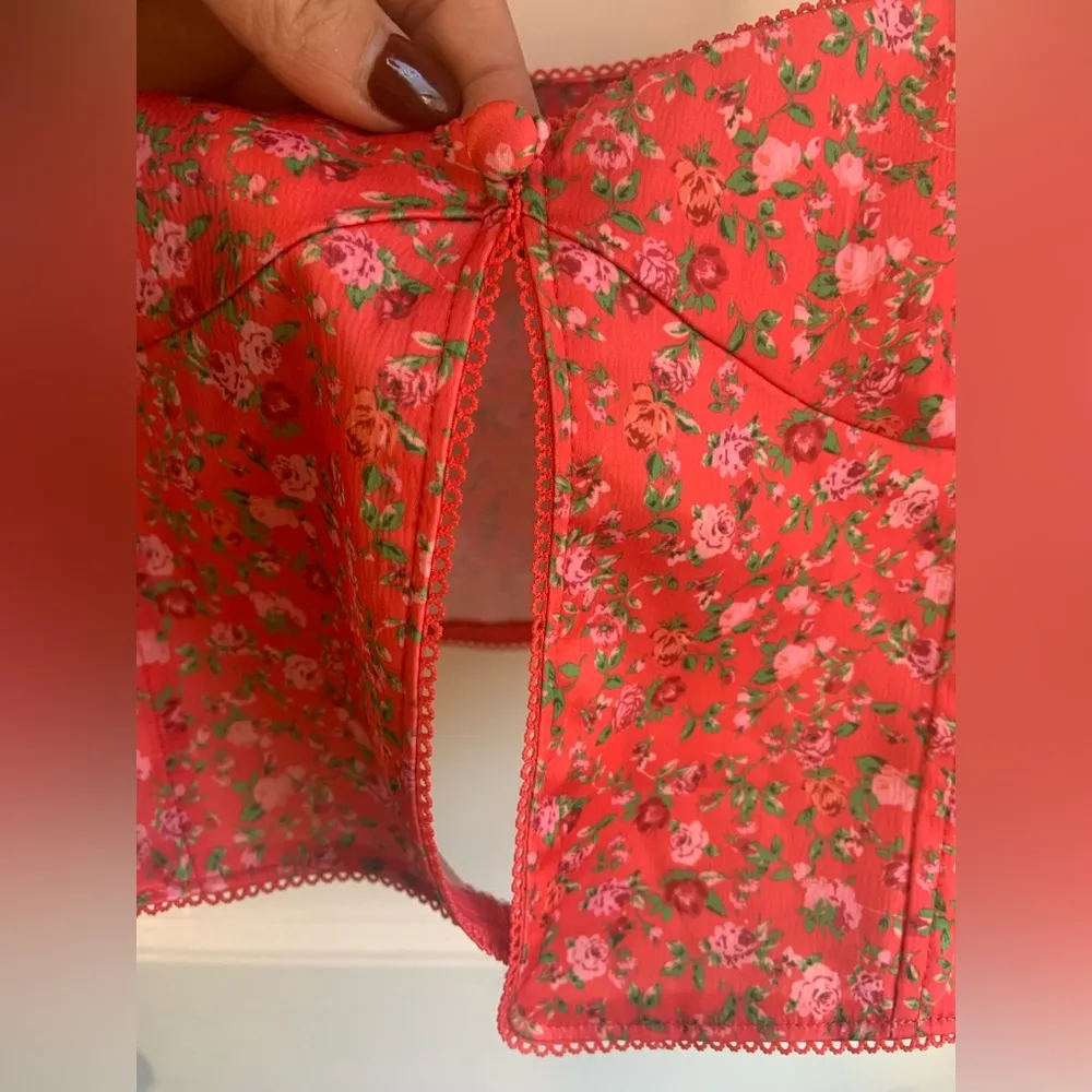 AFRM Revolve Bloomingdales Nordstrom Pink Floral Midi Skirt and Crop Top M/L Size M - Image 5