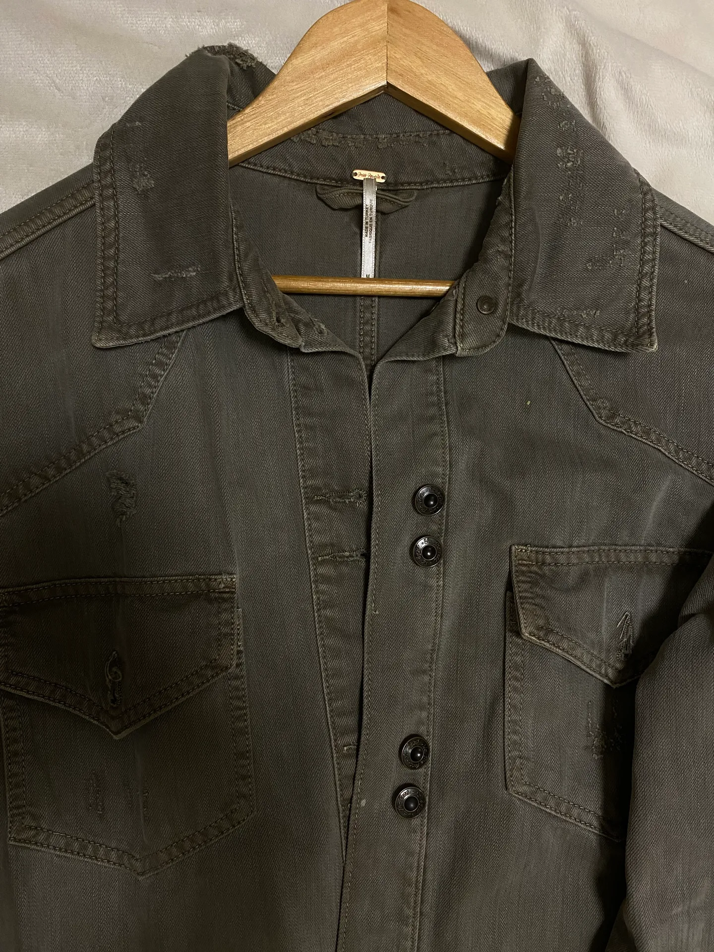 Free People Oversized Distressed Jean Jacket - Image 3