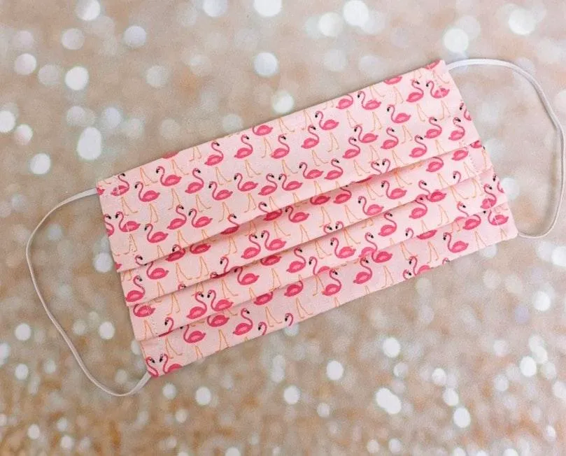Small Pink Flamingo Premium Cotton Face Mask - Image 3