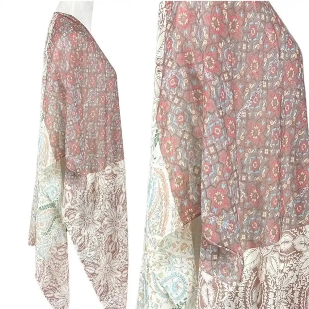 Lane Bryant Neutral Long Kimono Cover Up batik floral - Image 8
