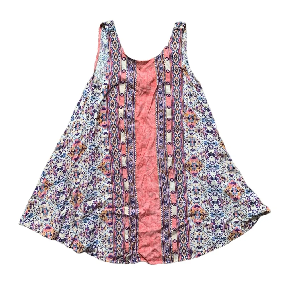 Lulus Whisk Me Away Coral Pink Print Swing Dress M - Image 2