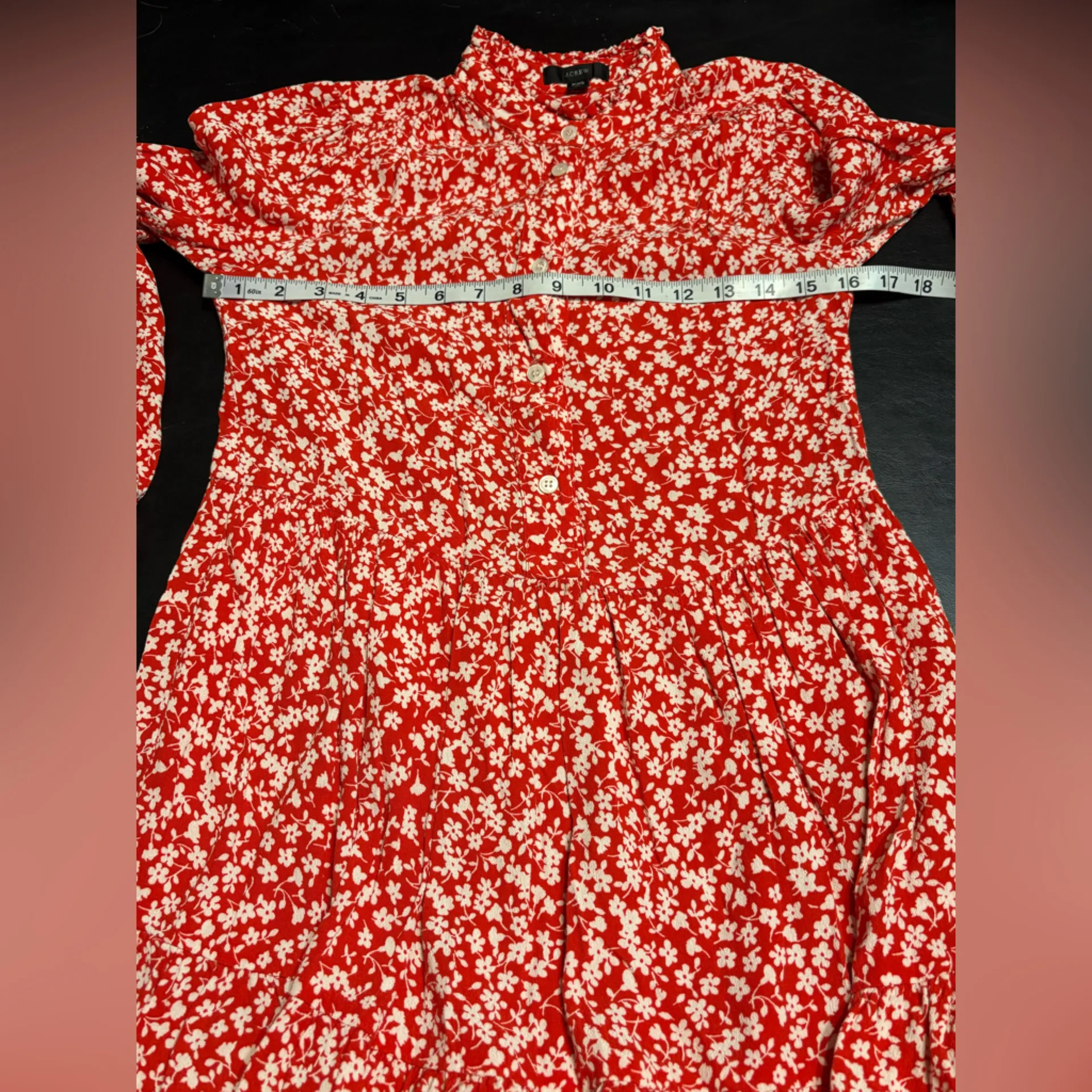 J. Crew Hadid Shirt Dress size XXS red with white floral patterns - Image 7