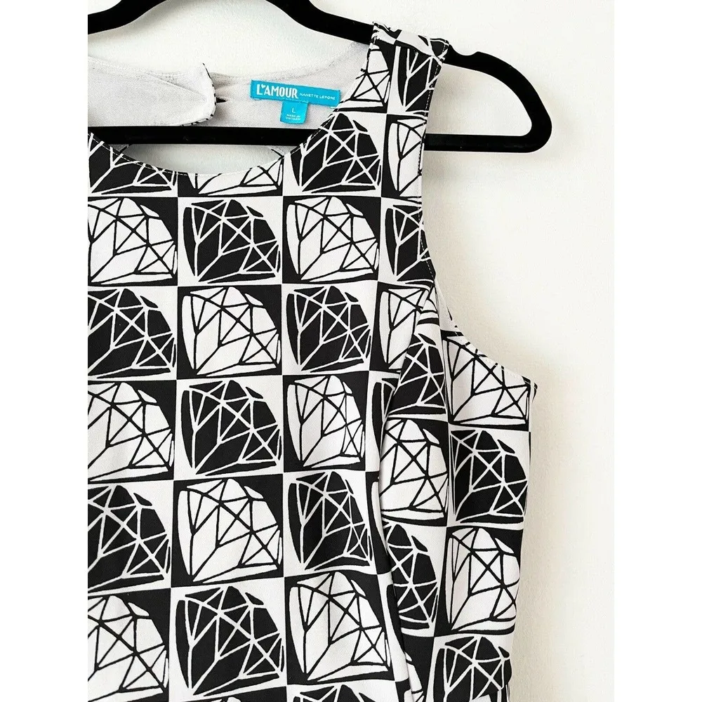 Nanette Lepore L’amour Diamond Print Fit & Flare Knee Length Dress Size Large - Image 3