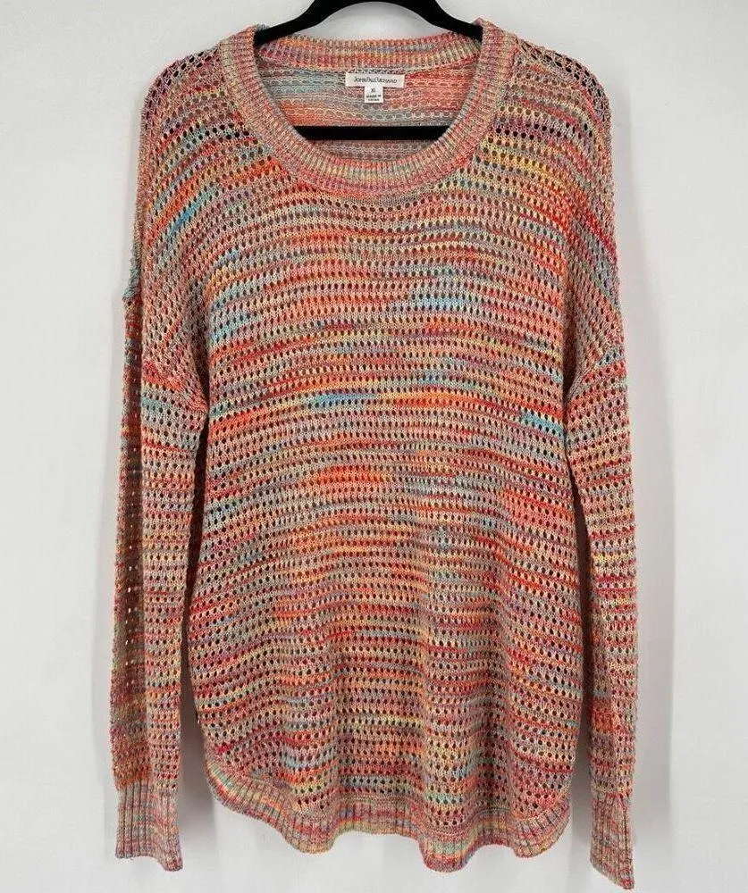 John Paul Richard Women Beachy Knit Sweater XL Fisherman Coastal Rainbow Colorfu - Image 2