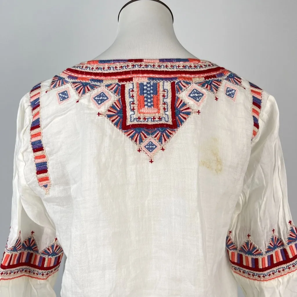 NWOT Johnny Was Ramie Embroidered Floral Flare Sleeve Boho Top Shirt Blouse Sz S - Image 6