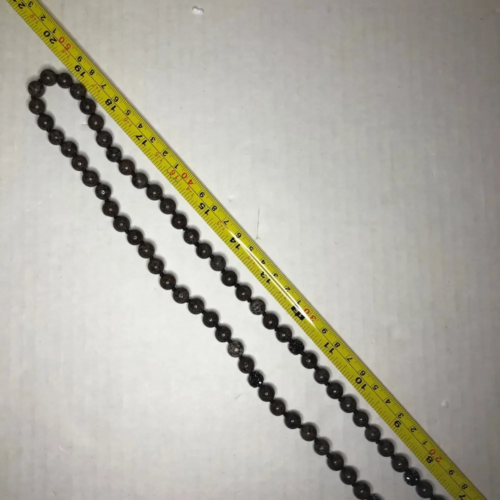 Necklace Black Lava & Pave Beads w/ Crystal Pendant & Pave Lobster Clasp NEW - Image 8