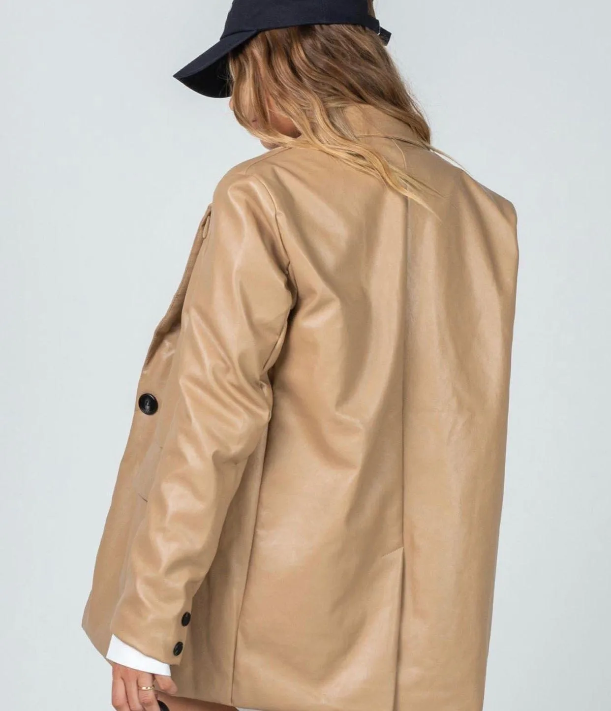 Jocelyn Beige Leather Blazer - Image 6