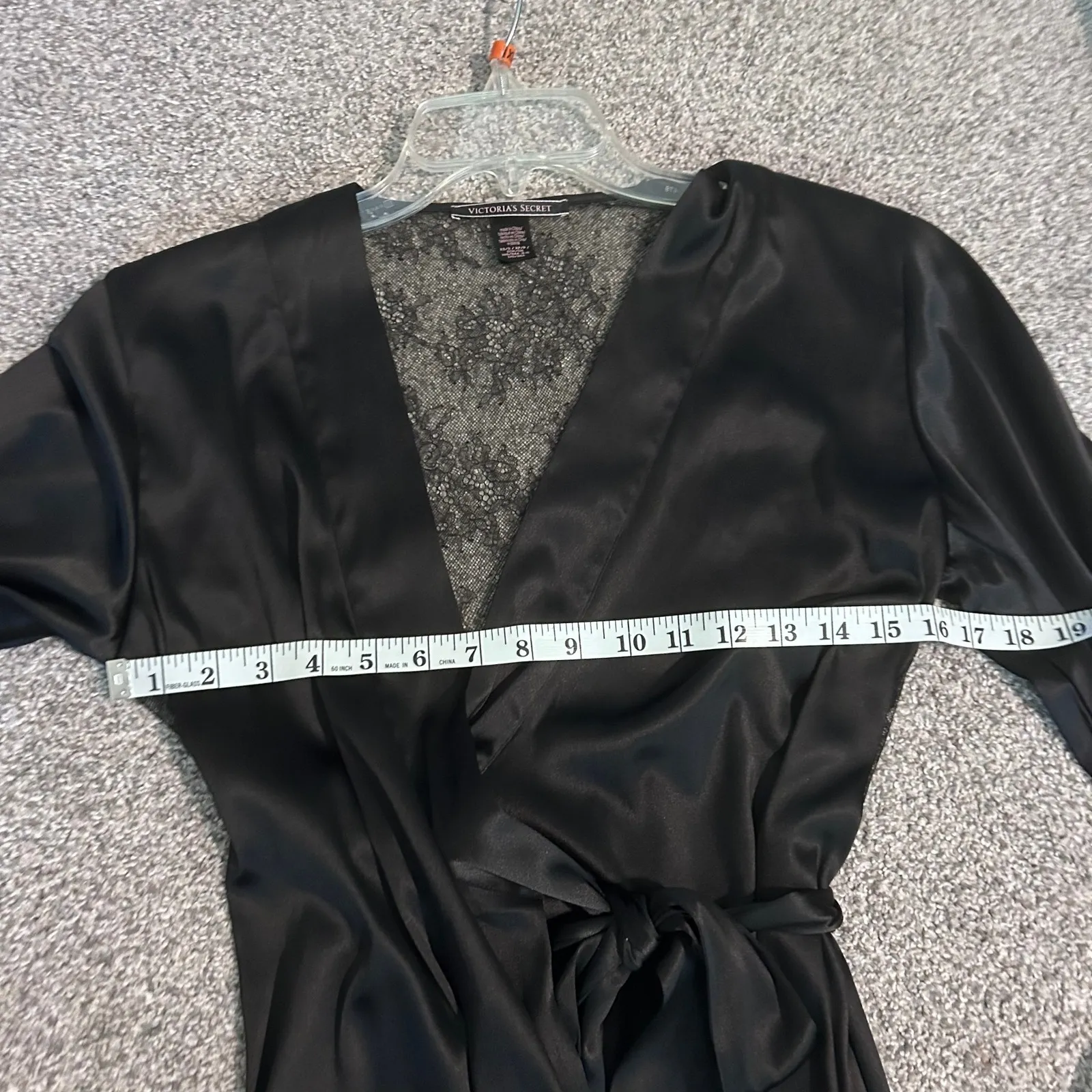 Victoria's Secret‎ XS/P Black Satin Lace Trim Robe Kimono Lingerie Sleepwear - Image 5