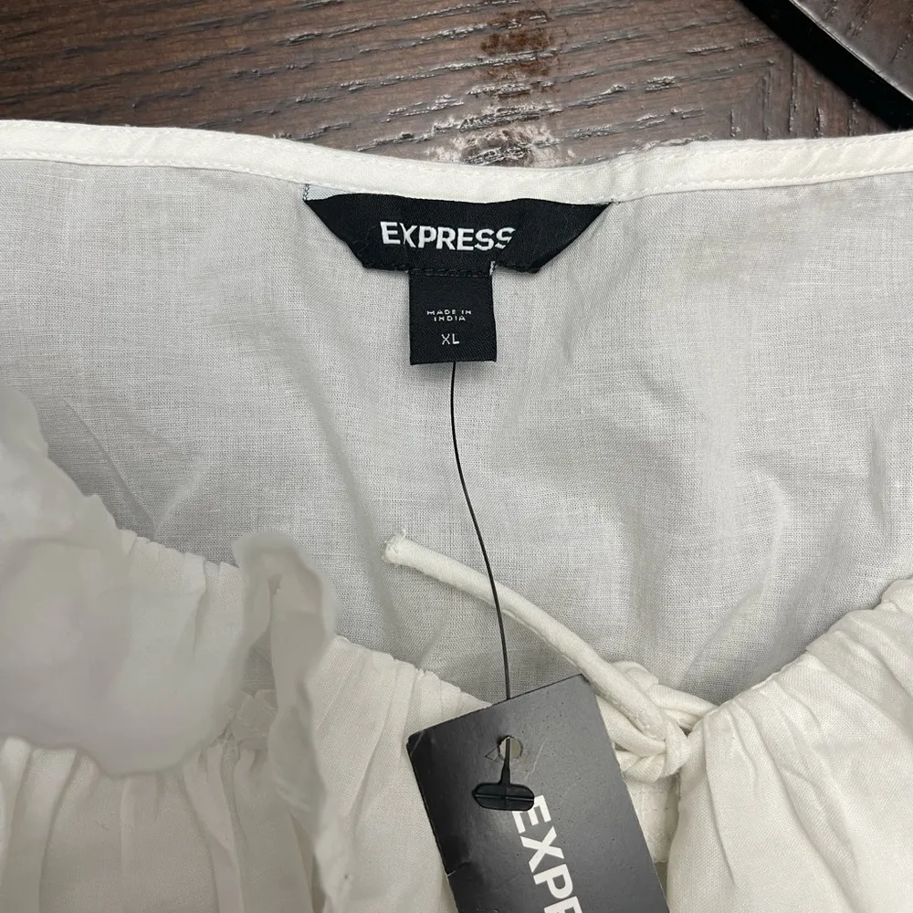 Express Cream Ruffled Tie Front Camisole Sleeveless - Image 3