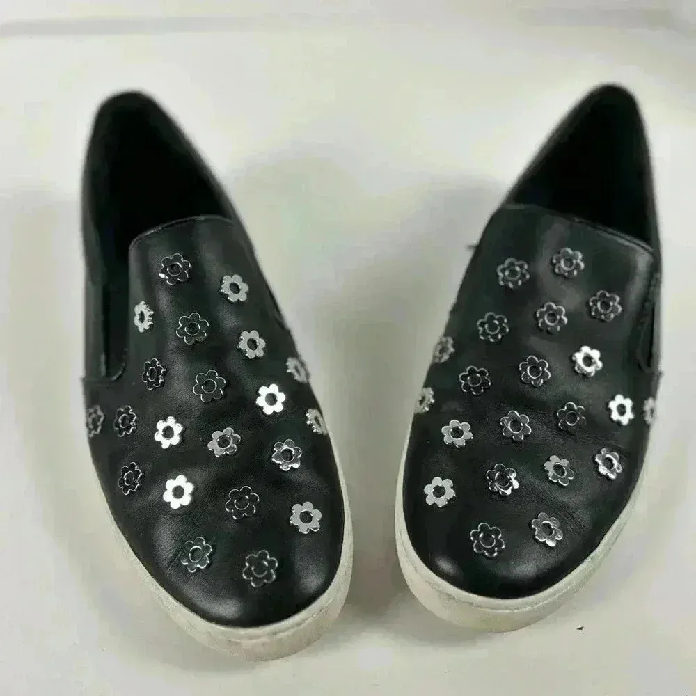 Michael Kors Keaton Slip On Sneaker metallic Floral toe Leather Black-Size 8 - Image 9