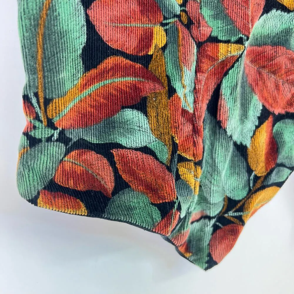 Vintage Corduroy Vest 90s Fall Plants Retro Academia Button Front Medium - Image 5