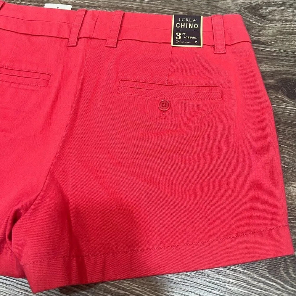 J. Crew Womens Chino Pink Shorts Cotton 3" Inseam Casual size 2 Pink - Image 3