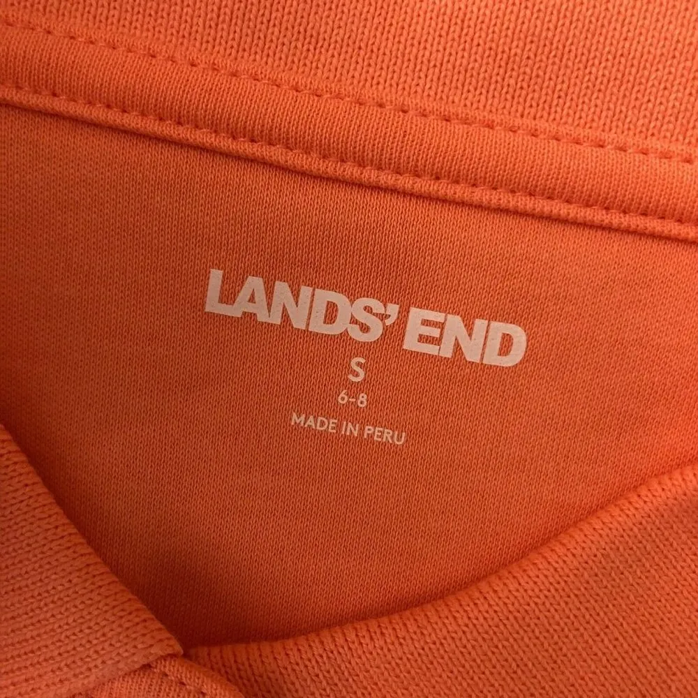 Lands End Womens Polo Shirt Top Short Sleeve Collar Cotton Orange S - Image 3