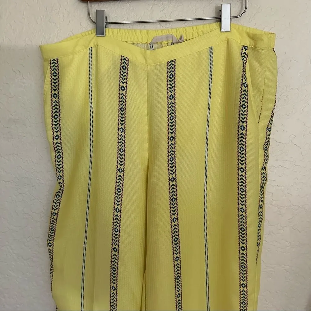Soft Surroundings Laguna Boho Bohemian Crop‎ Pants Yellow Women’s Size Large - Image 10