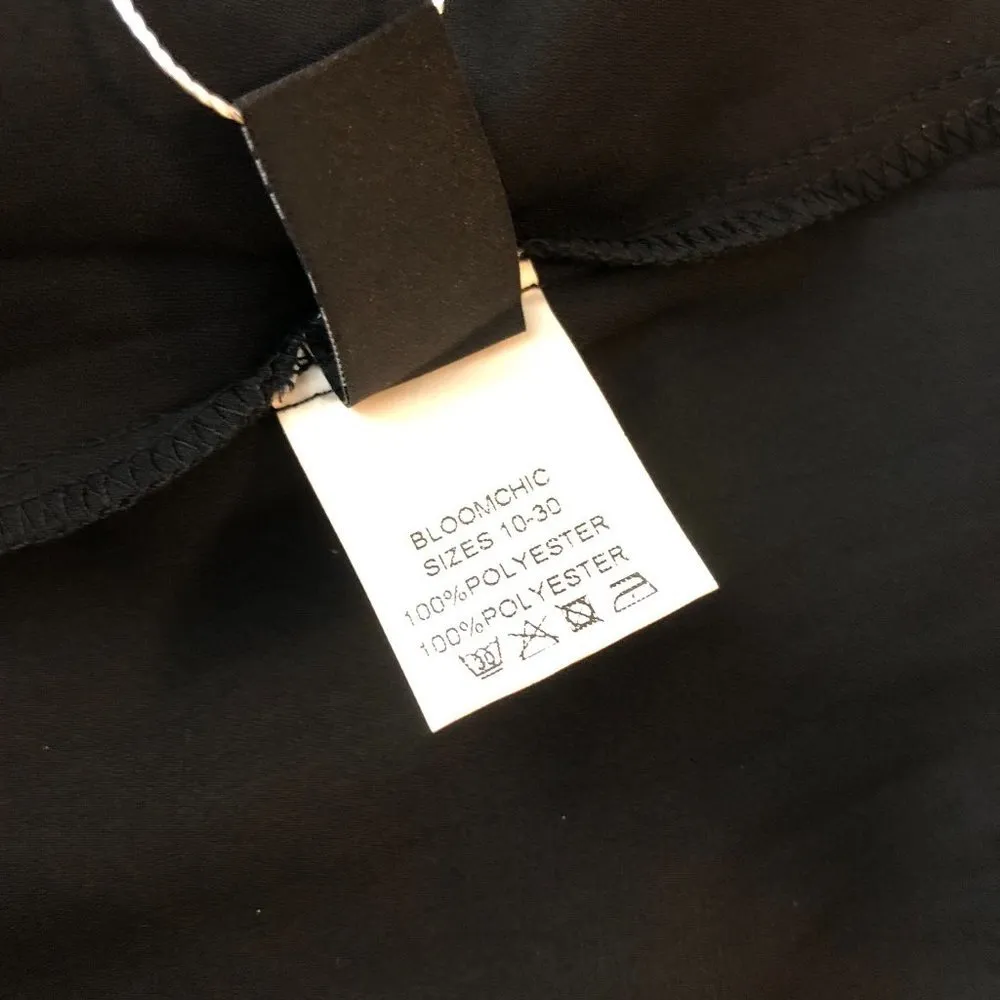 Bloomchic Solid O Ring Zipper Mesh Ruffle Sleeve V Neck Blouse Black 12 - Image 6