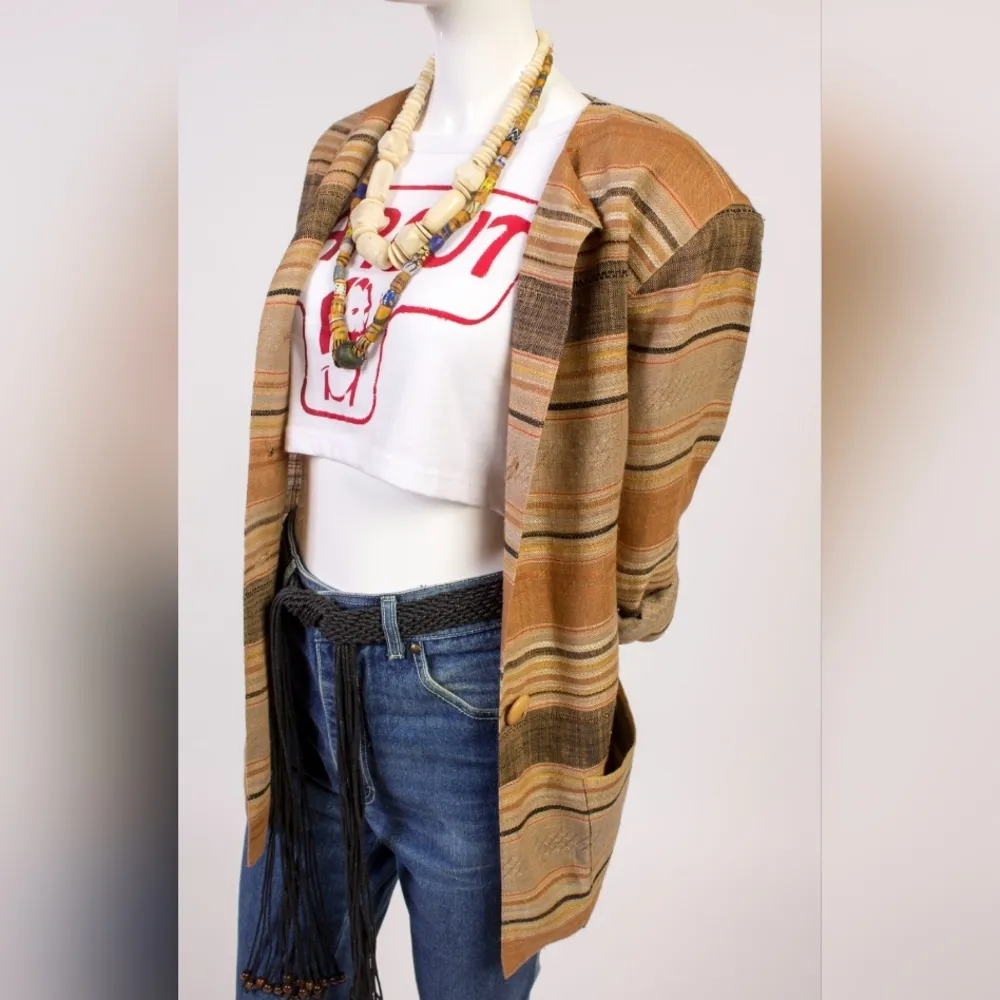 Christian Dior Vintage Tan Brown Summer Woven Linen Seperates Skirt Set Sz 4 - Image 5