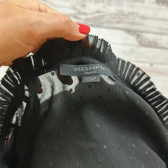 All saints vida‎ shimmer top Swiss dot peasant blouse size small - Image 4