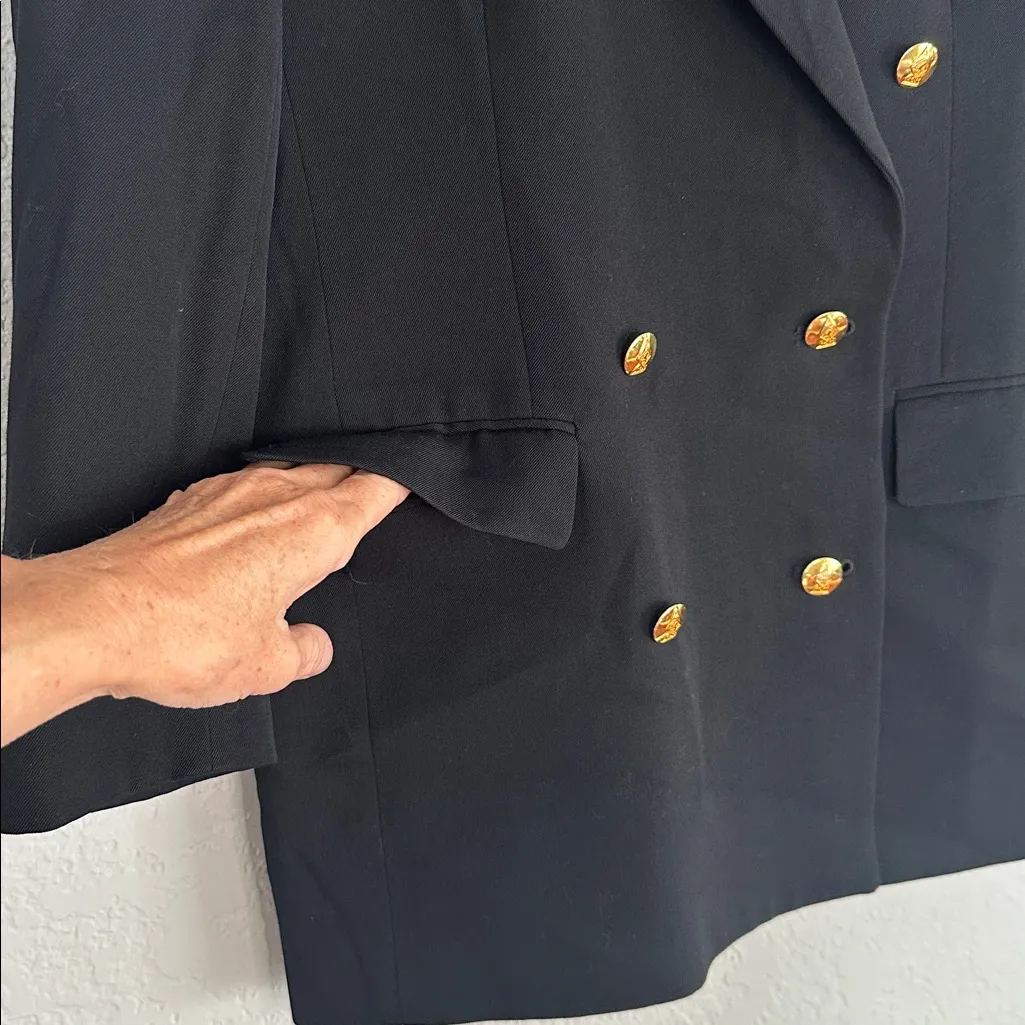 Vintage Austin Reed Black Blazer Gold Buttons Women’s Size 6 Nautical Preppy - Image 4