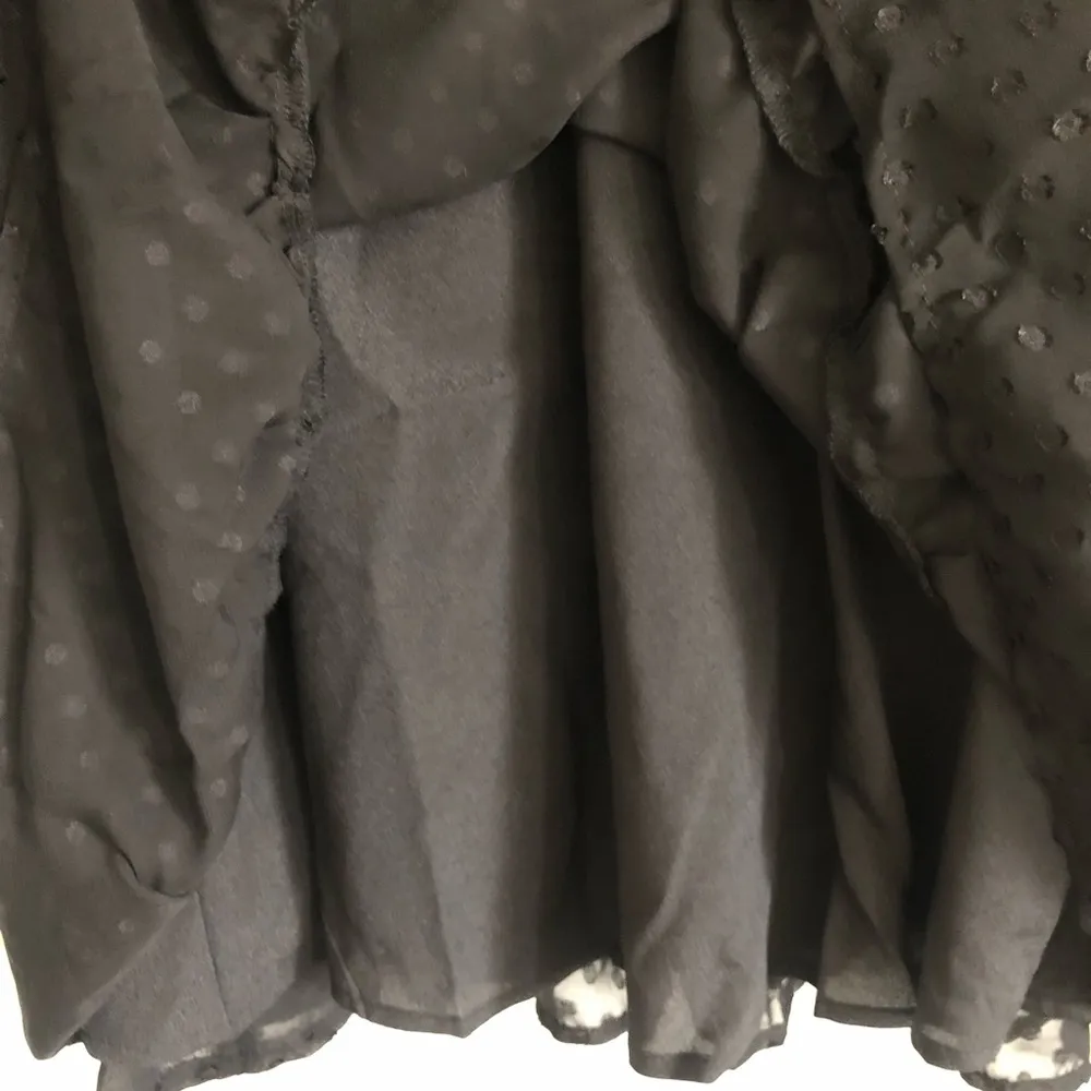 SHEIN Black Swiss Dot Frill Tie Neck Ruffle Hem Maternity Dress. Size Medium - Image 9