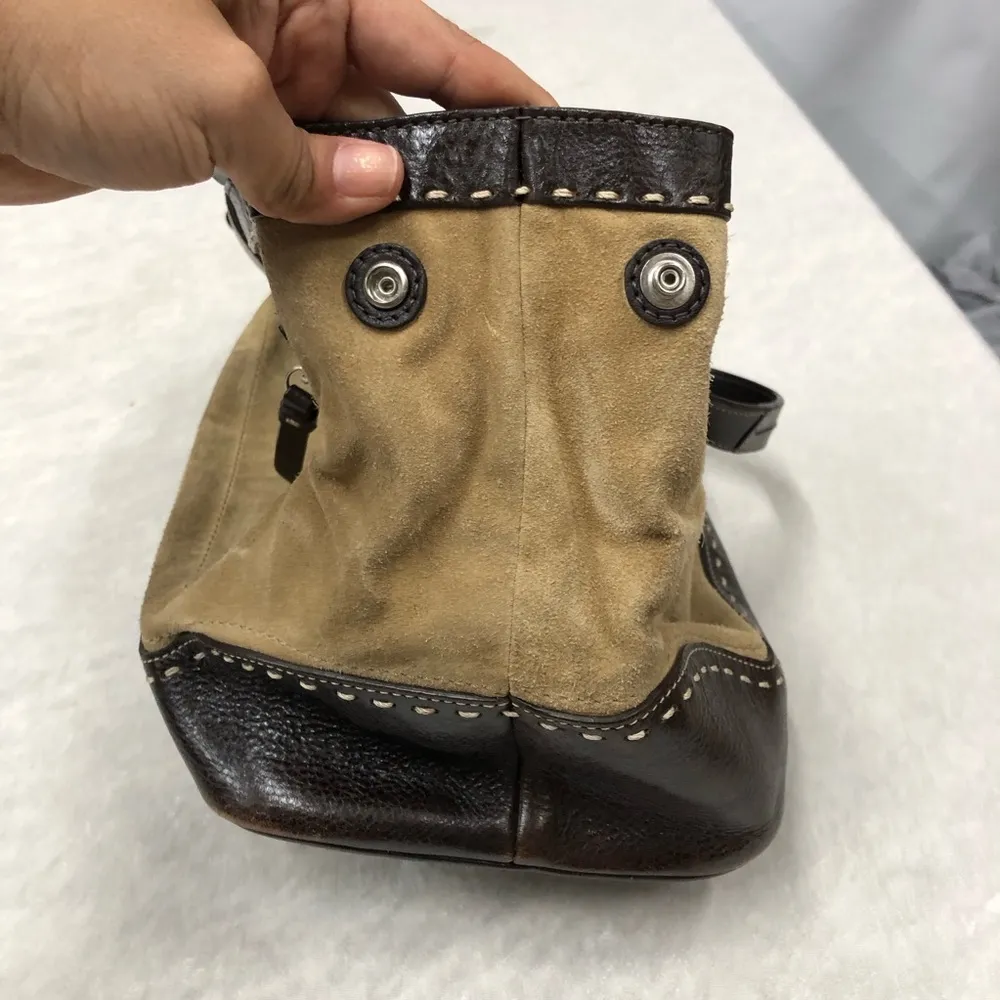 Vintage Coach purse satchel Suede w/Leather trim handbag - Image 8