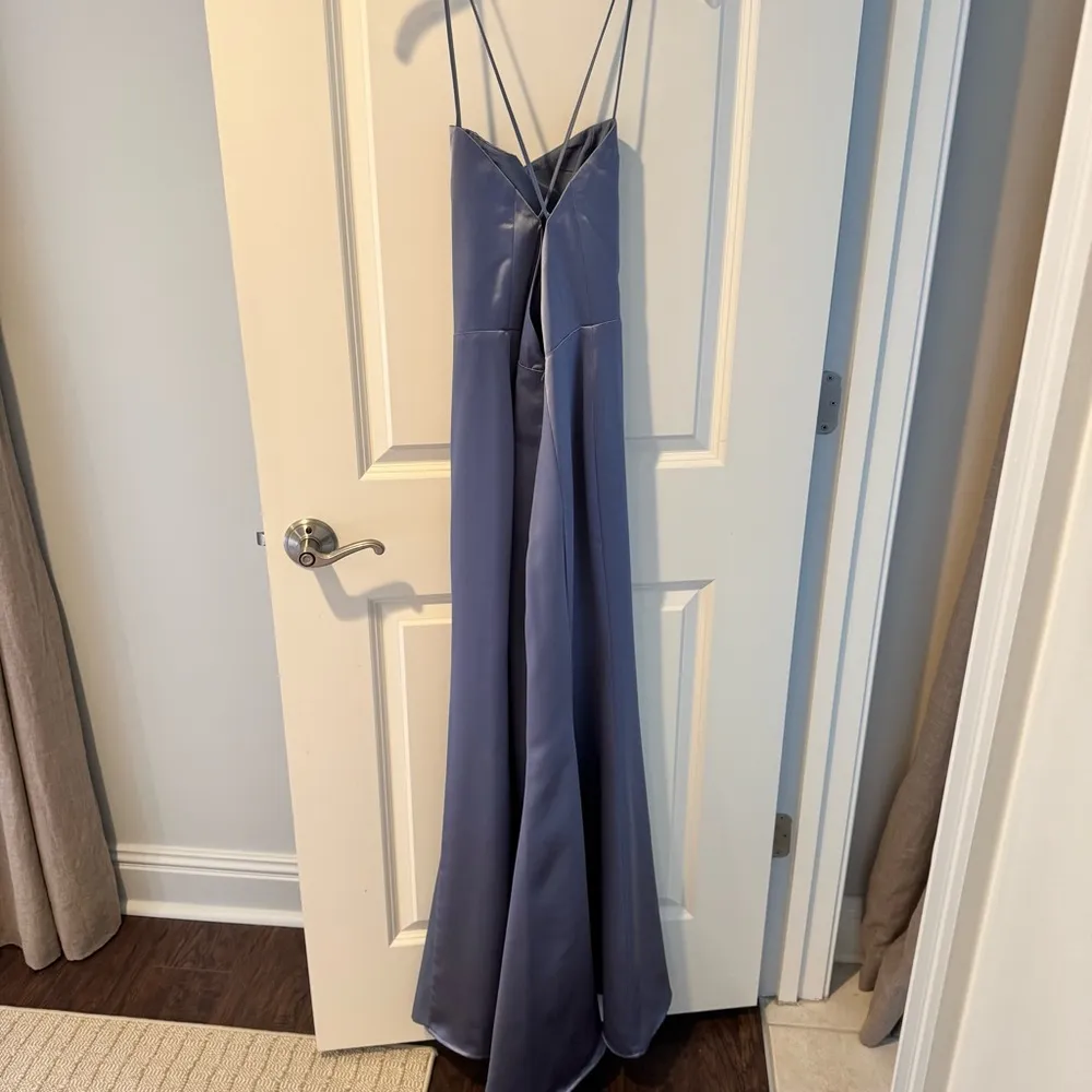 Amsale Nakai Bridesmaid Maxi Dress Slate | Size 6 Gray - Image 10