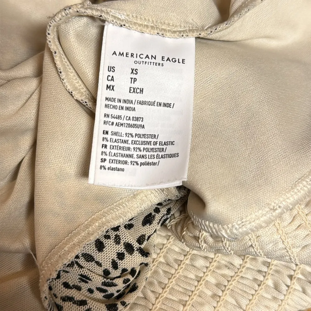 American Eagle Mesh Cropped Corset Top in Cream Black Cheetah Leopard Print XS - Image 8