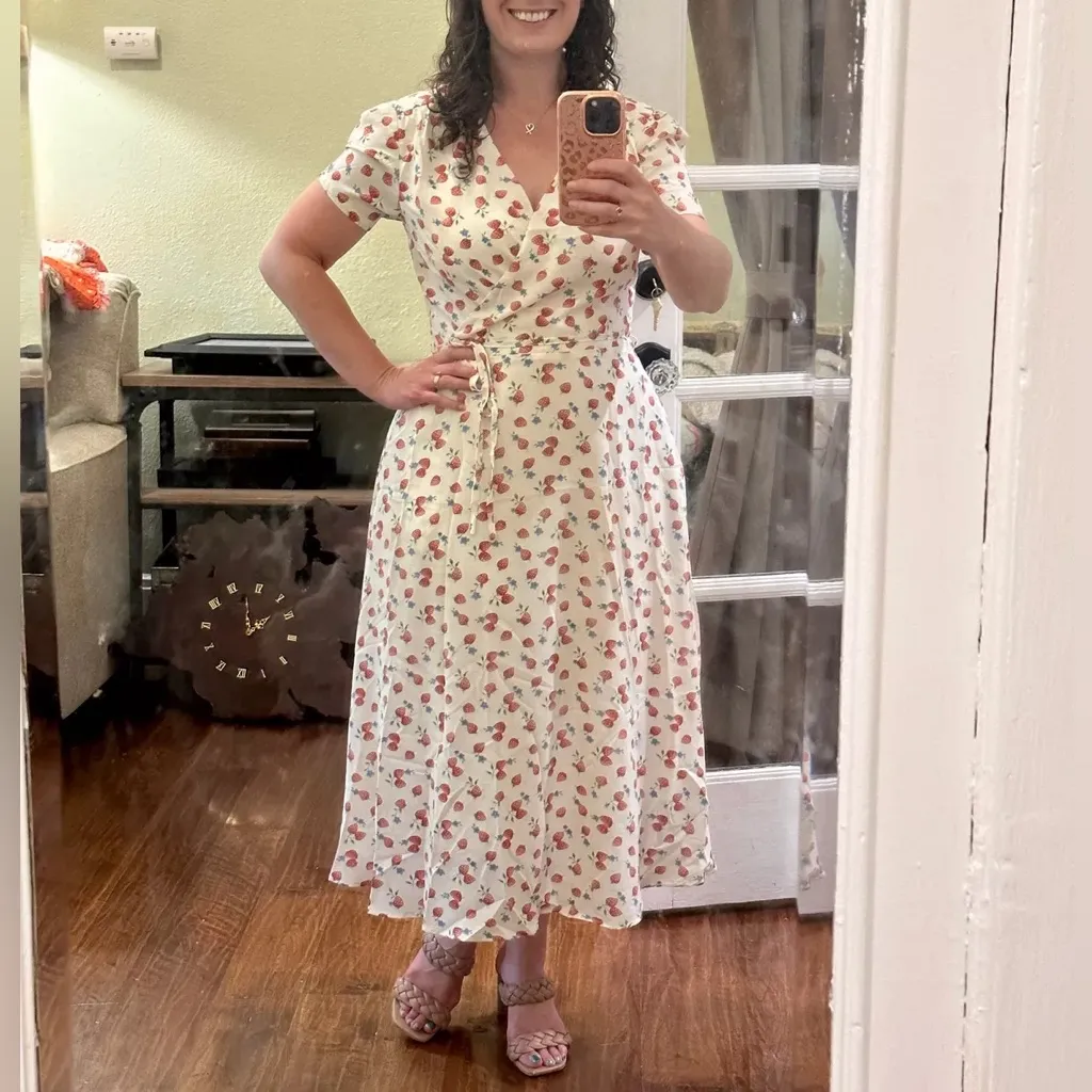 Ivy City Co Lucy Dress in Strawberry Fields Size 4x Plus Size White Red Midi - Image 9