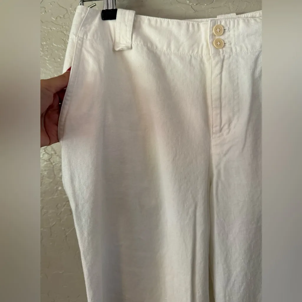 Lauren Ralph Lauren Trousers Linen Blend Women Size 6 Ivory Wide Leg Pants - Image 5