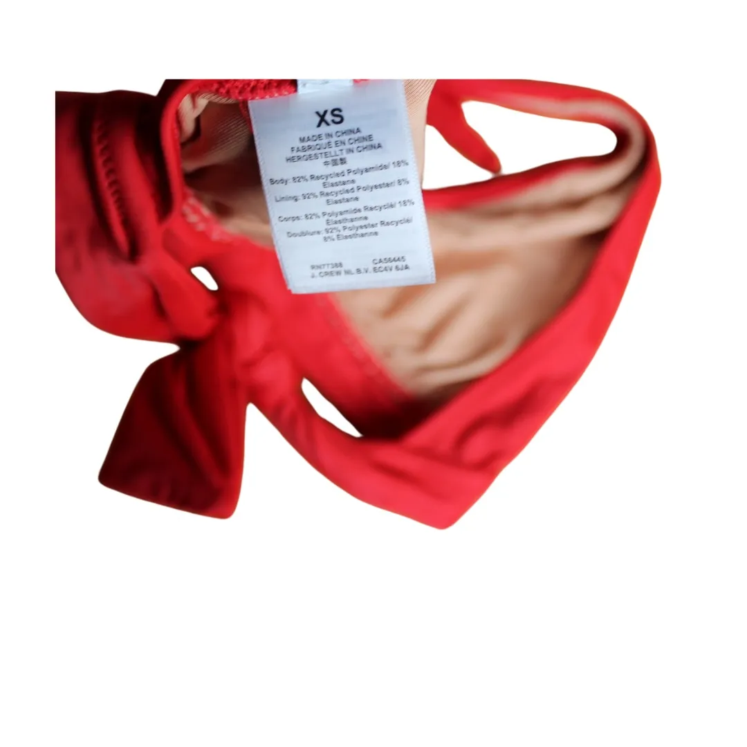 J Crew Halter Tie-Back Bikini Top‎ Venetian Red Plunge V-Neck Women's Size XS - Image 4