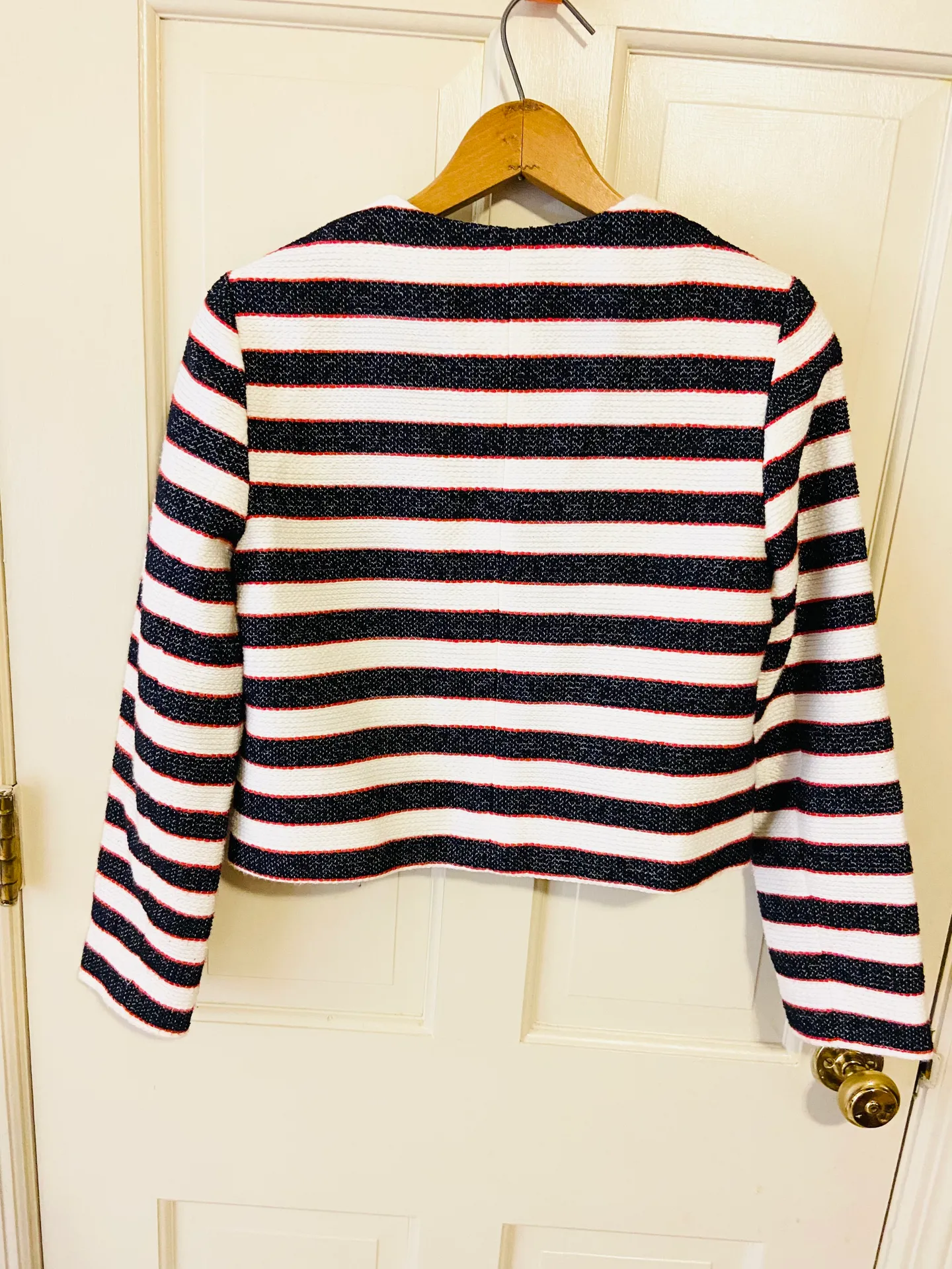 preppy button up tweed striped blazer - Image 3