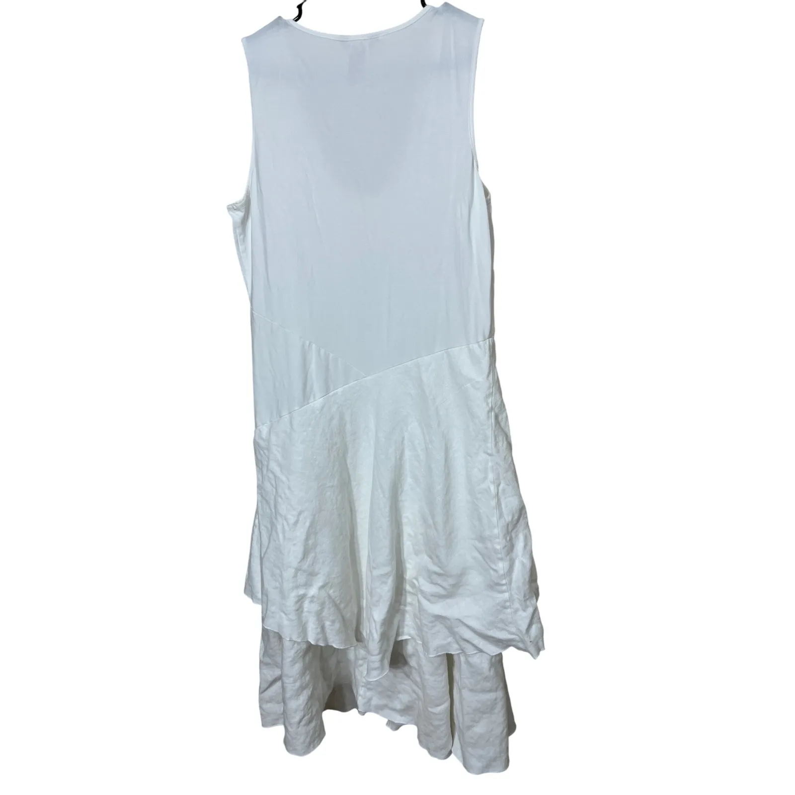 Sundance 100 % Linen Asymmetrical Layered Maxi Dress White Size L - Image 4