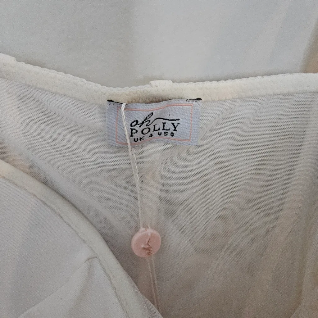Oh Polly Dress Corset White Bodycon 4957 Batch A One Sleeve Size 0 Bridal Bach - Image 10