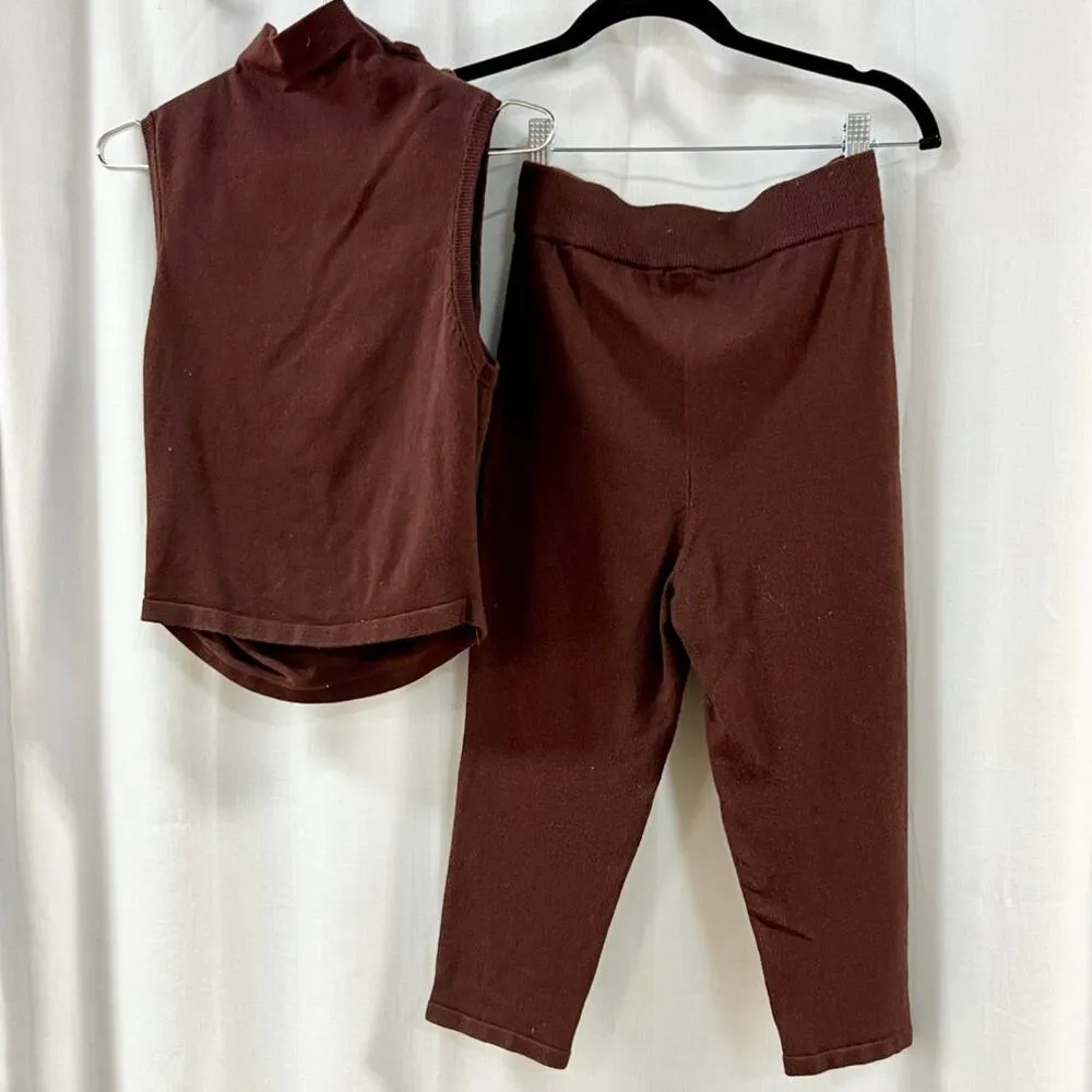 Majorelle Nanali  Mock Neck Crop Top & High Rise Crop Pants Set Brown Women's XS - Image 9