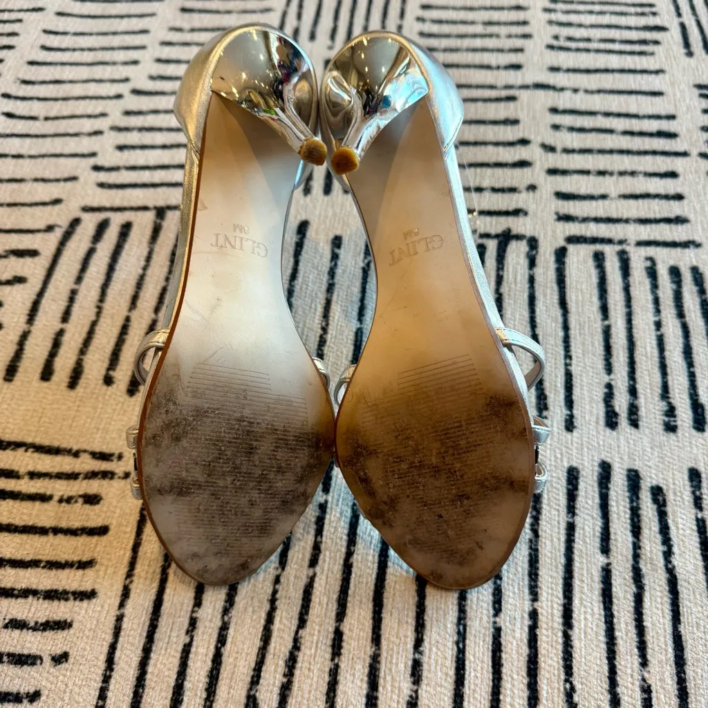 Glint Silver Strappy Heels Size 8 - Image 6