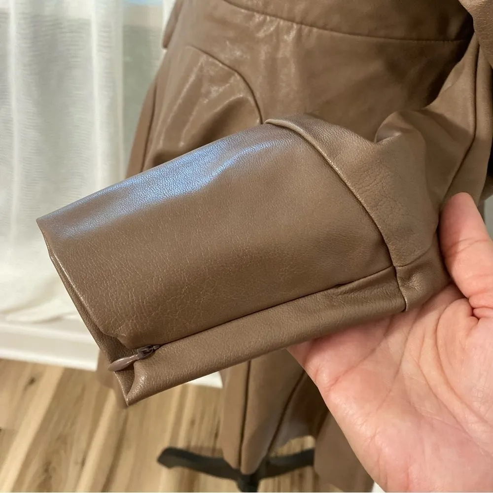 ASOS DESIGN slouchy off shoulder mini dress Taupe In Faux Leather size 4 NWOT - Image 7