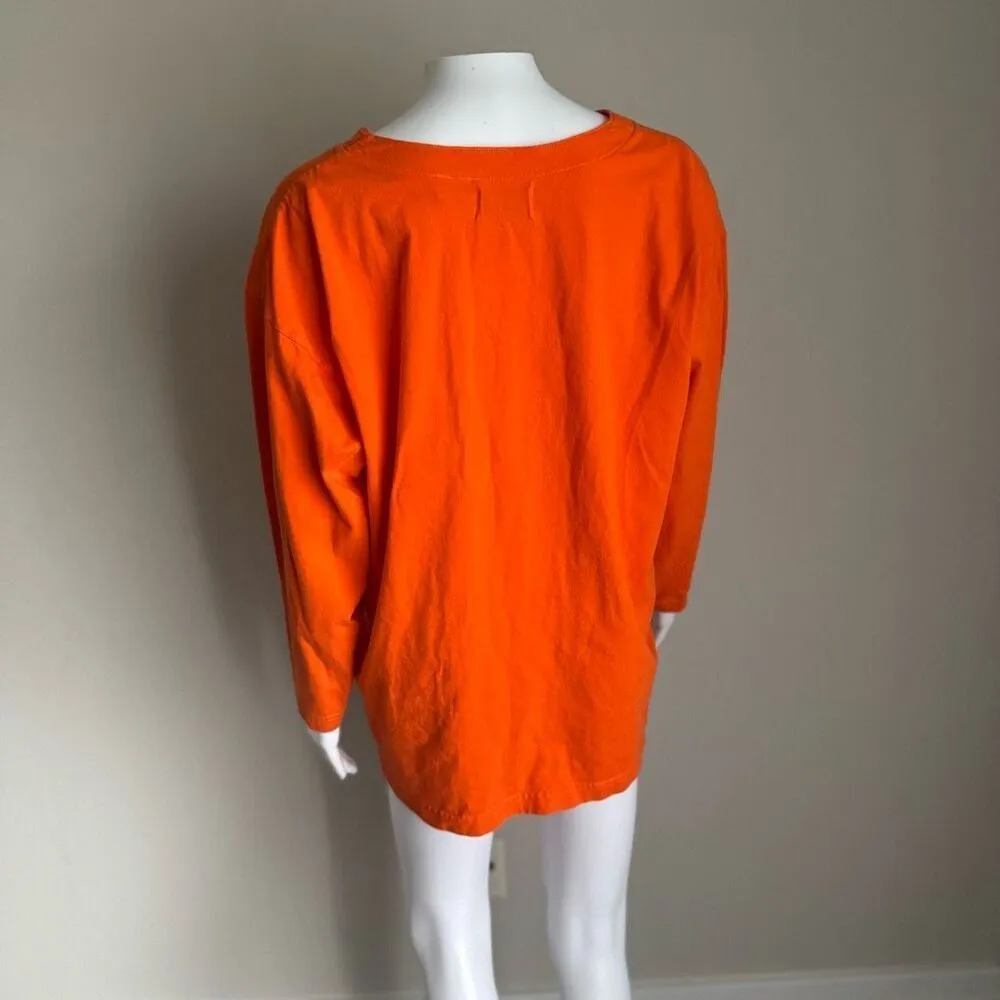 Vintage Halloween Haunted House 100% Cotton Long Sleeve Top Size M Orange Size M - Image 3