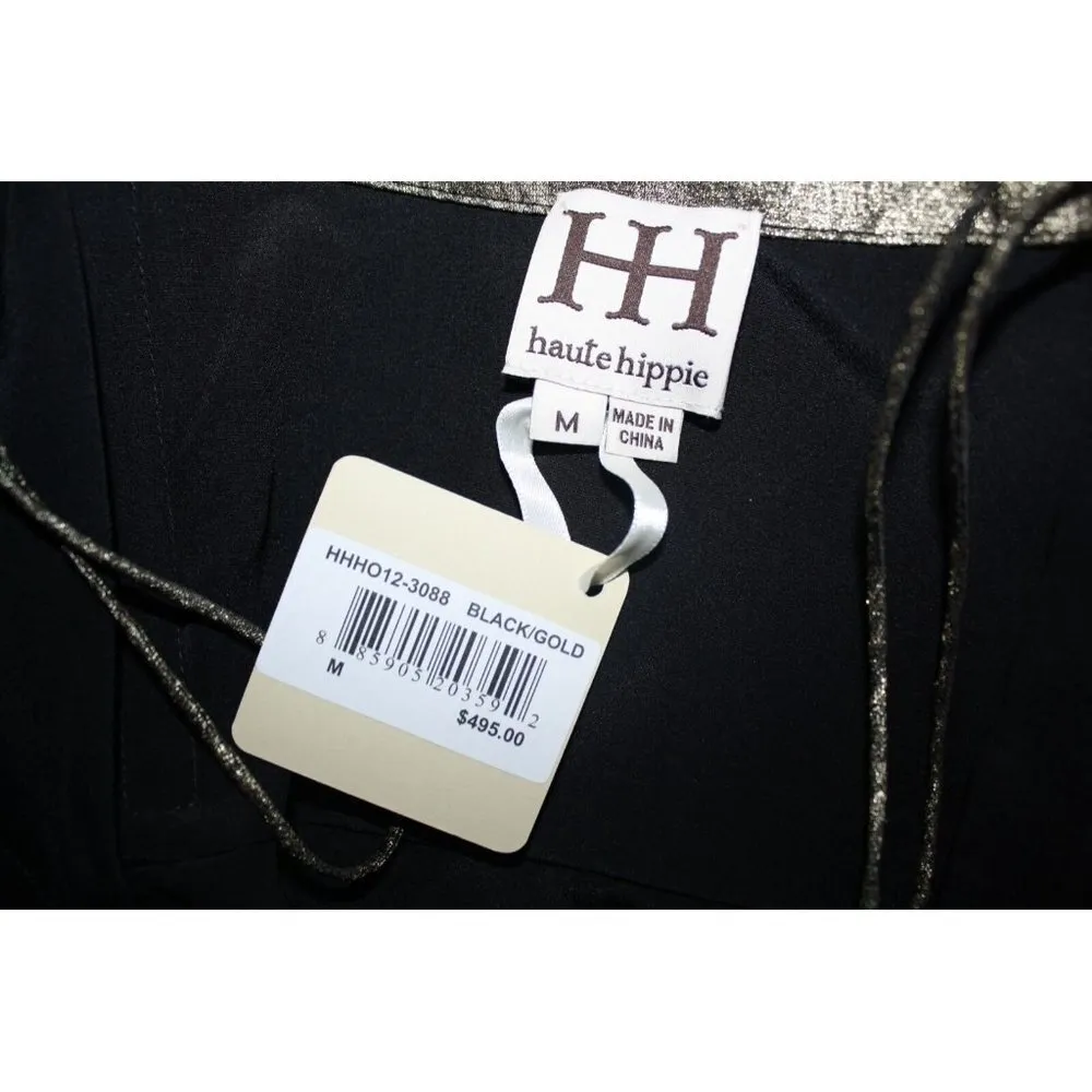 NWT Haute Hippie Metallic Gold & Black Twist Front Strapless Mini Dress M $495 - Image 8