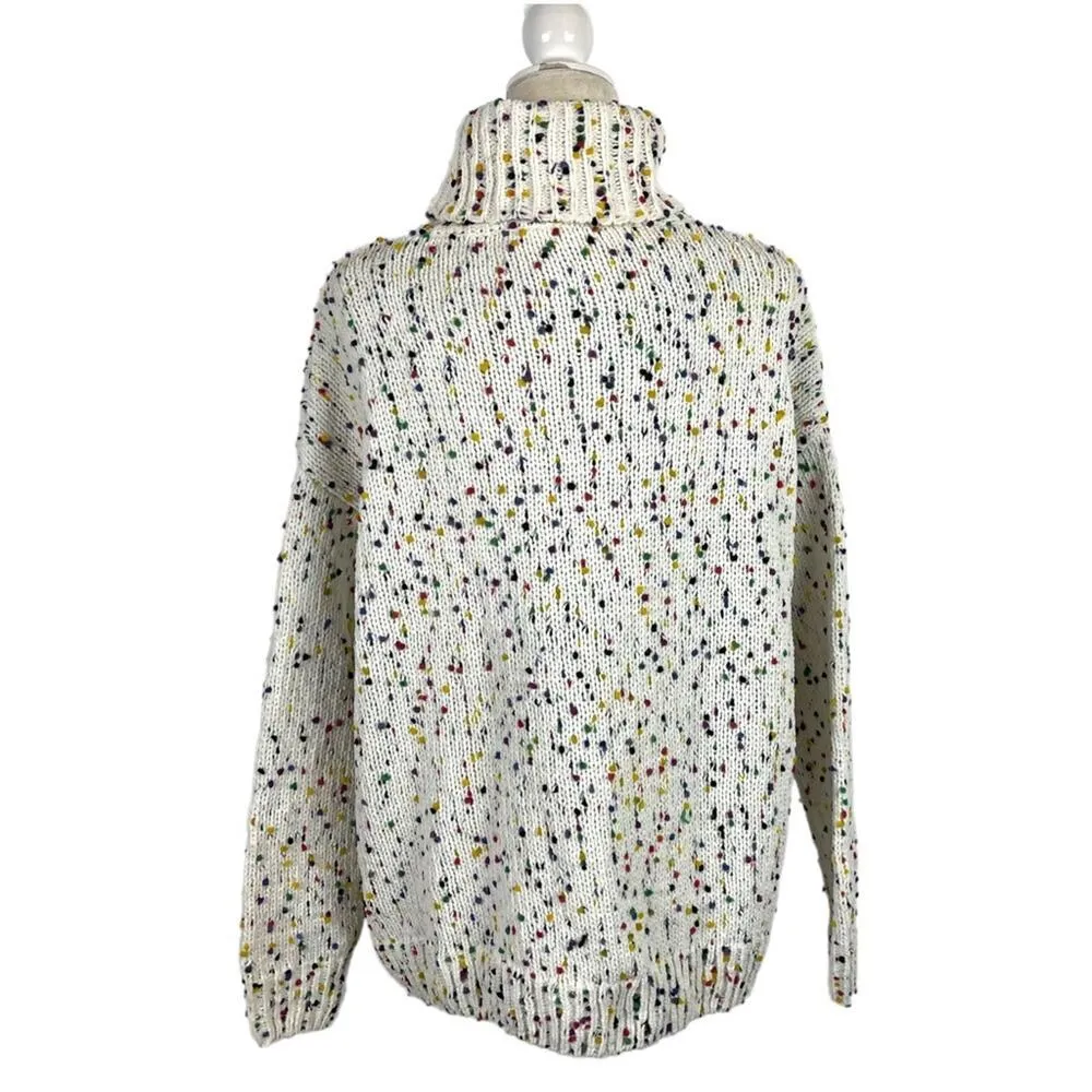 Disney Mickey Mouse Embroidered Turtleneck Confetti Knit Pullover Sweater Large - Image 8