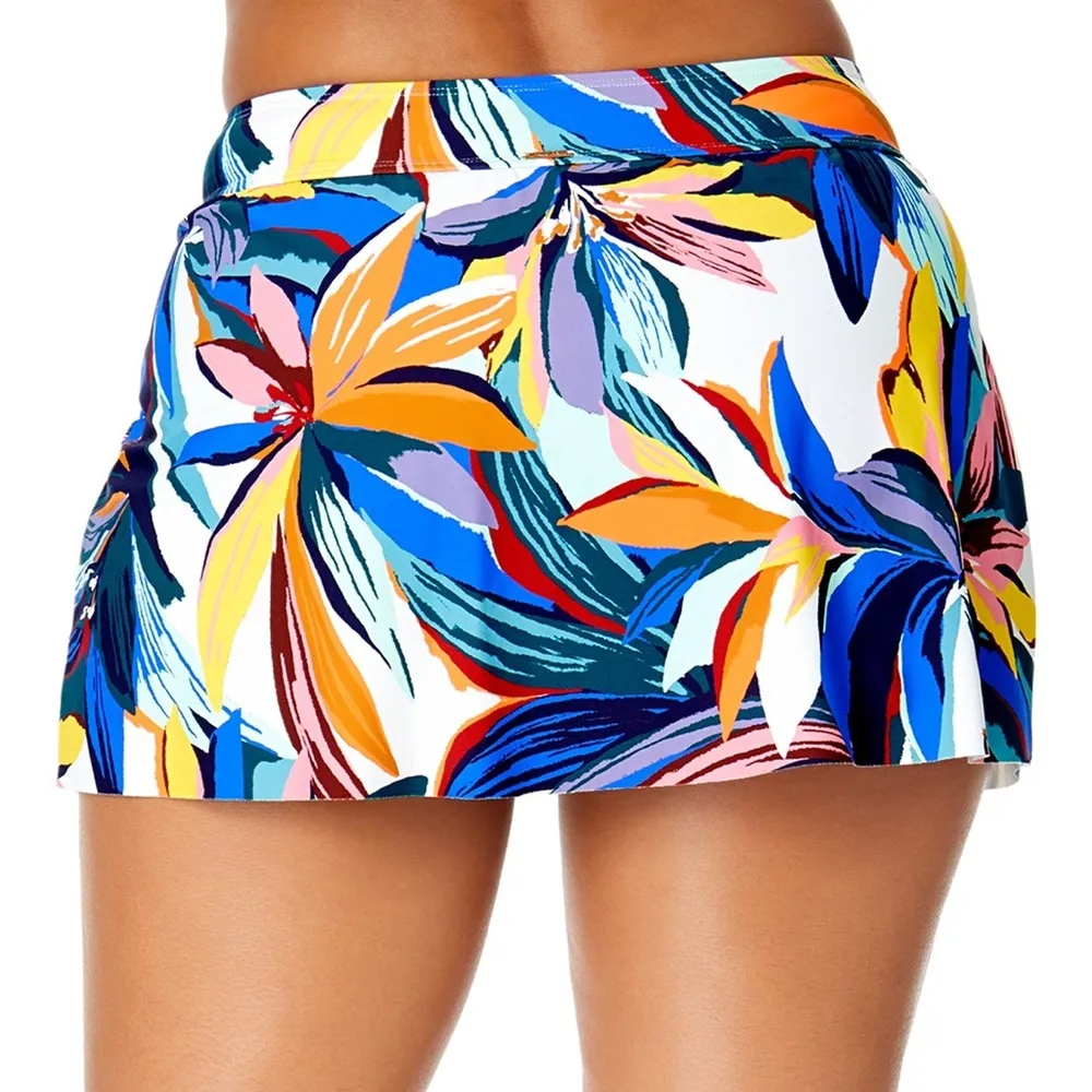 NWT Anne Cole Riviera Floral Drape Front Mid Rise Swim Skirt Bottom Medium - Image 2