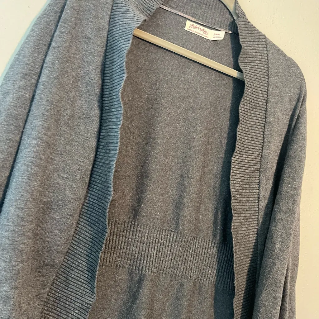 Faded Glory Gray Shawl Collar Cardigan Sweater Top Long Sleeve SZ S Casual - Image 4