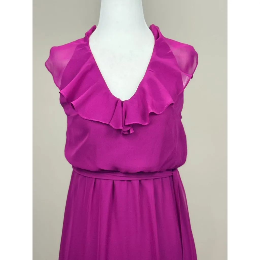 NEW AMSALE XS Elegant ruffle chiffon maxi dress Pink perfect weddings events. - Image 9