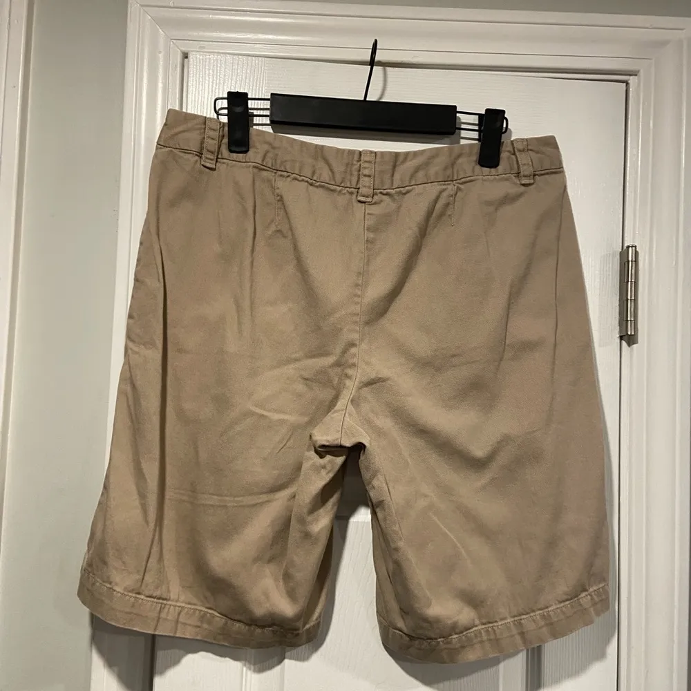 Disney Parks Size 10 Khaki Zip Up Cotton Twill Blue Mickey Embroidered Shorts - Image 3